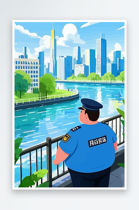 树警察男人矢量插画-众图网