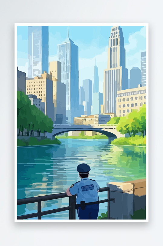 树警察男人矢量插画-众图网