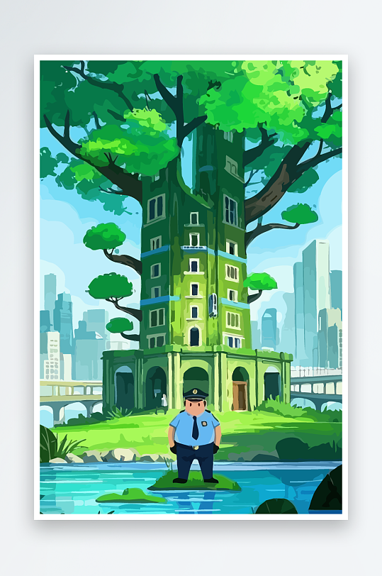 树警察男人矢量插画-众图网