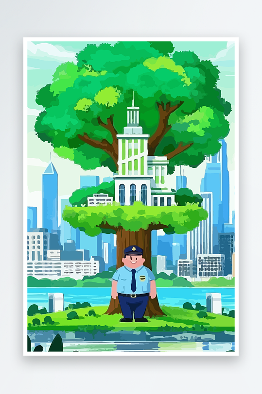 树警察男人矢量插画-众图网