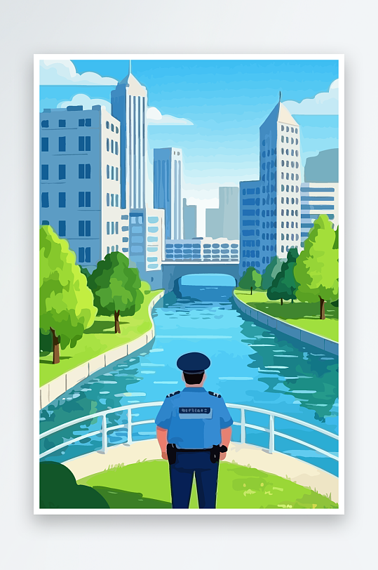 树警察男人矢量插画元素-众图网