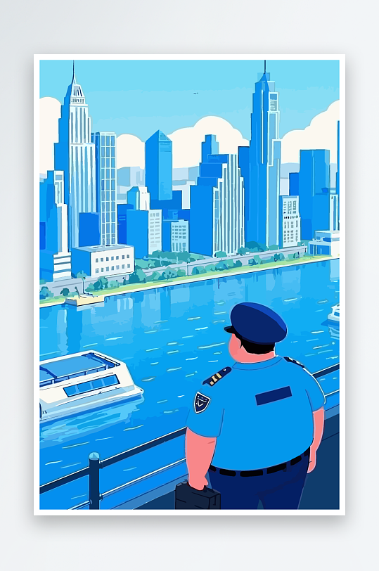 树警察男人矢量插画元素-众图网