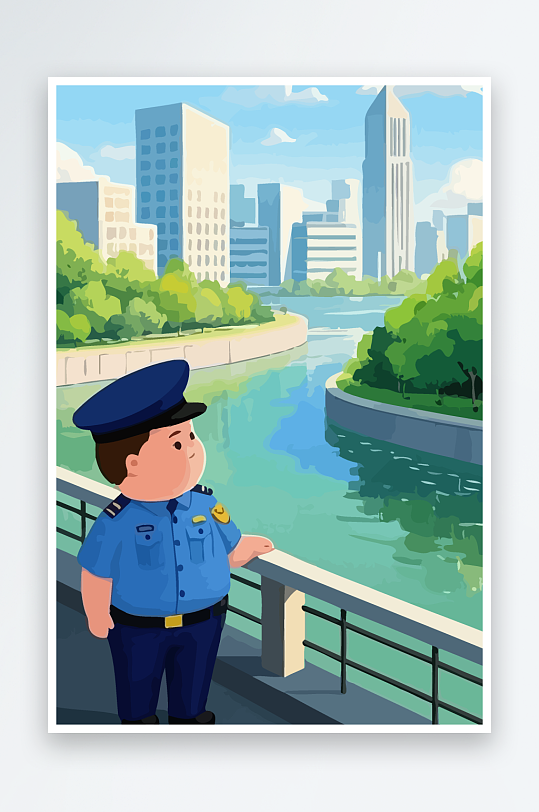 树警察男人矢量插画元素-众图网