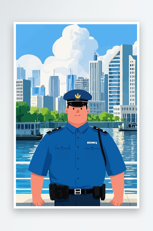 树警察男人矢量插画元素-众图网