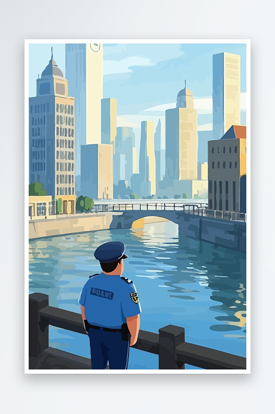 树警察男人矢量插画元素-众图网