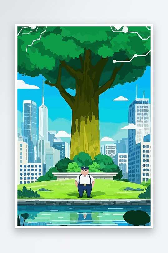 树警察男人矢量插画-众图网