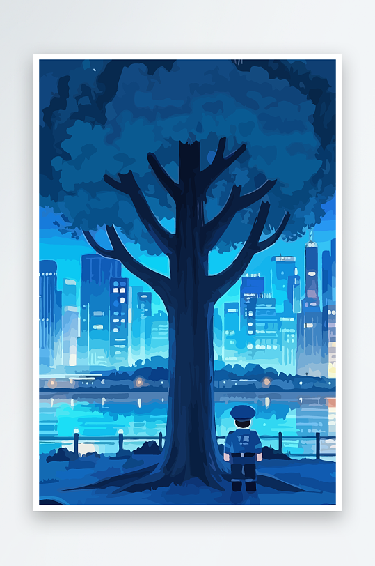 树警察男人矢量插画-众图网