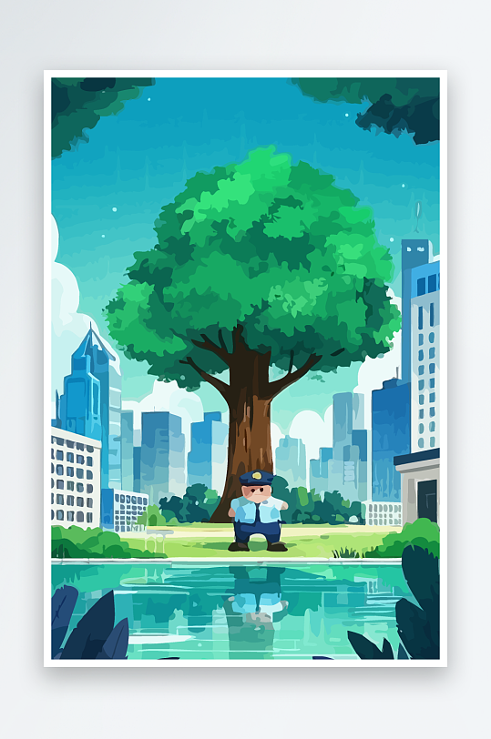 树警察男人矢量插画-众图网
