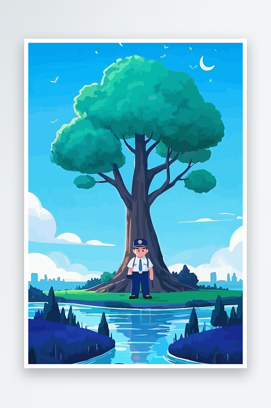 树警察男人矢量插画-众图网