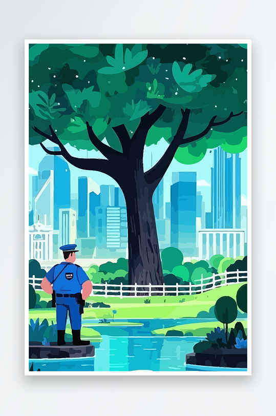 树警察男人矢量插画-众图网