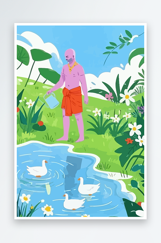 西方男神男人插画元素-众图网