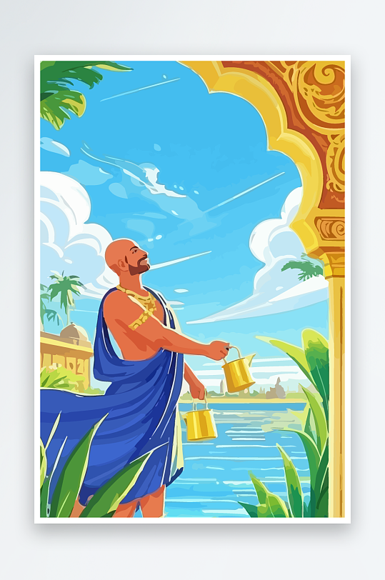 西方男神男人插画元素-众图网