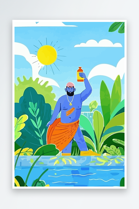 西方男神男人插画-众图网