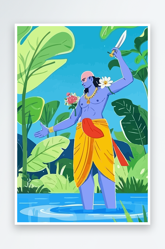 西方男神男人插画-众图网