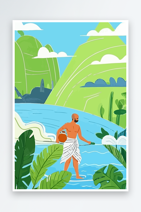 西方男神男人插画元素-众图网