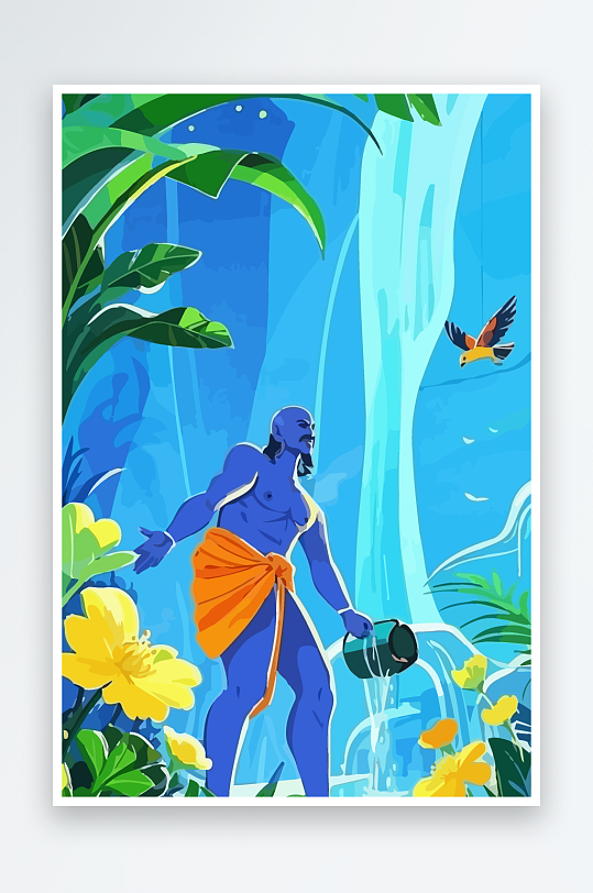 西方男神男人插画元素-众图网