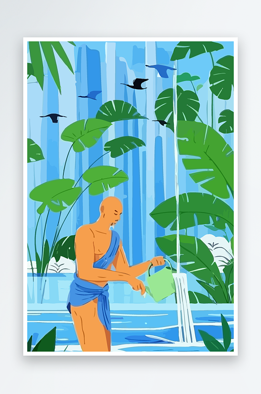 西方男神男人插画-众图网