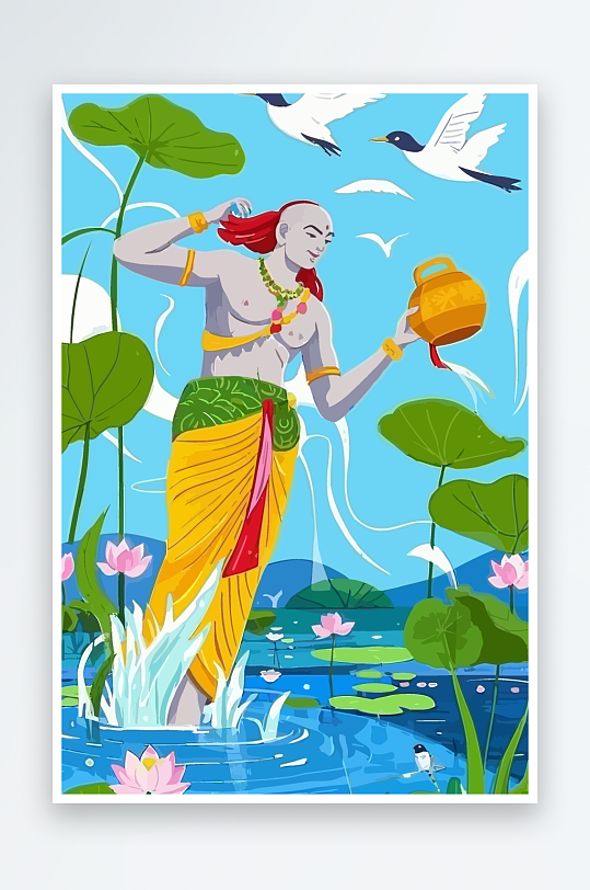 西方男神男人插画-众图网