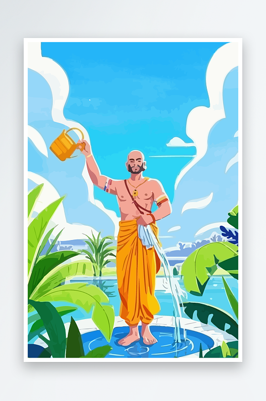 西方男神男人插画元素-众图网