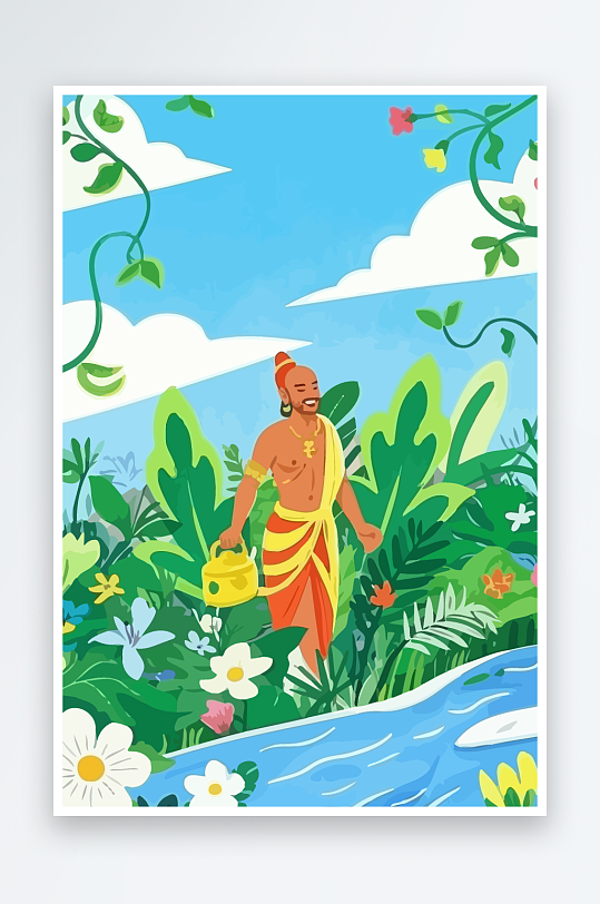 西方男神男人插画-众图网