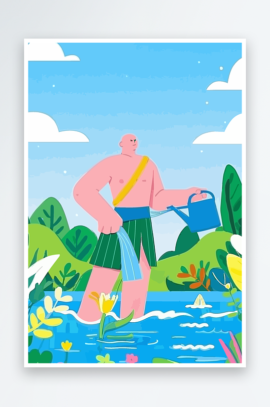 西方男神男人插画-众图网