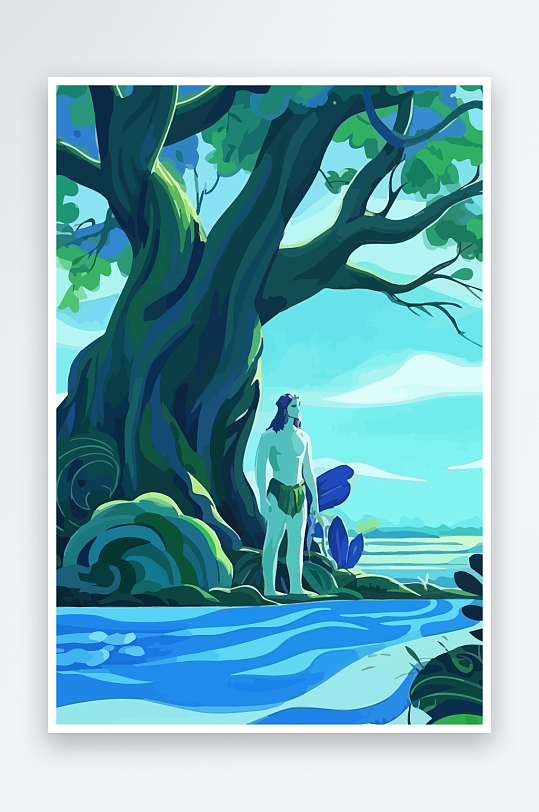 西方神话男人插画-众图网