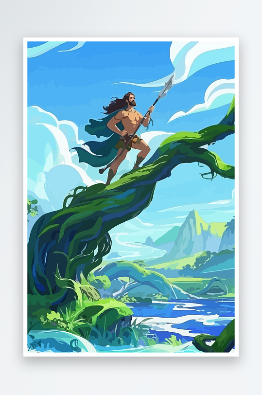 西方神话男人插画元素-众图网