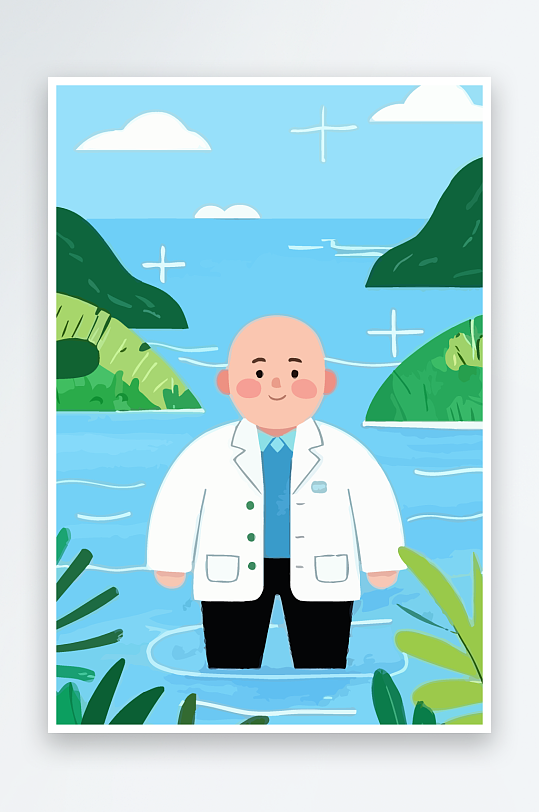 专家医生风景插画医生-众图网