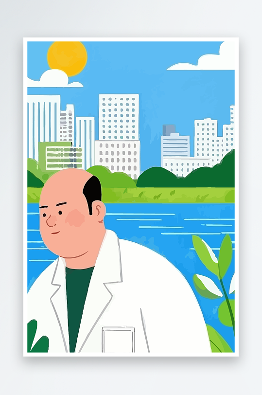 专家医生风景插画-众图网