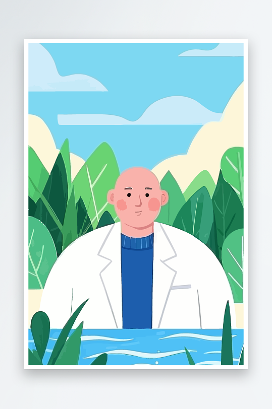 专家医生风景插画-众图网