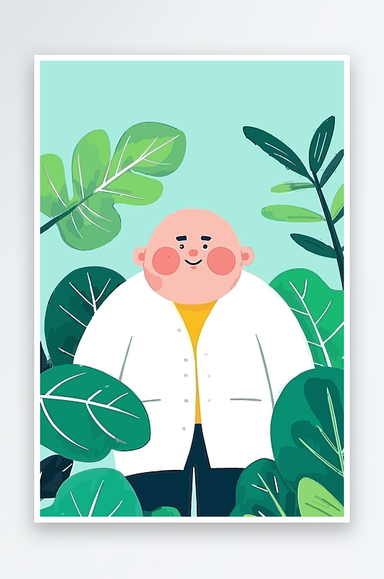 专家医生风景插画元素-众图网