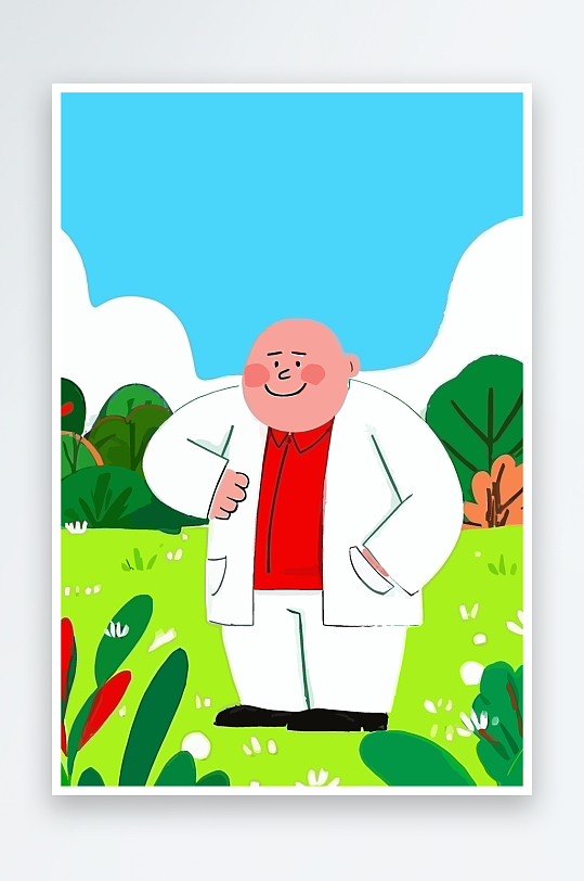 专家医生风景插画-众图网