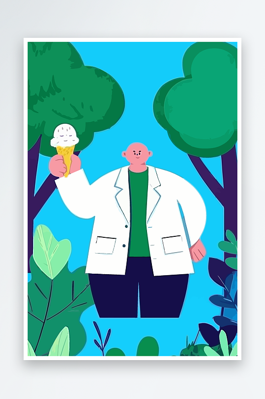 专家医生风景插画-众图网