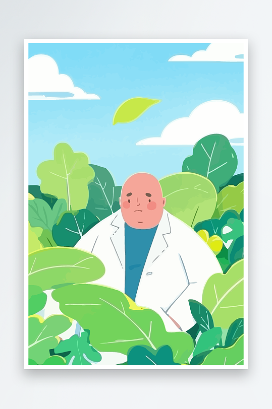 专家医生风景插画元素-众图网