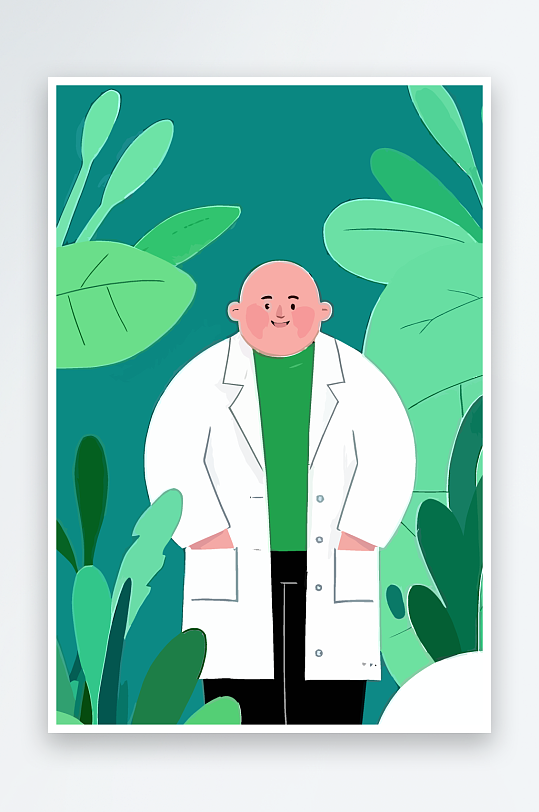 专家医生风景插画元素-众图网