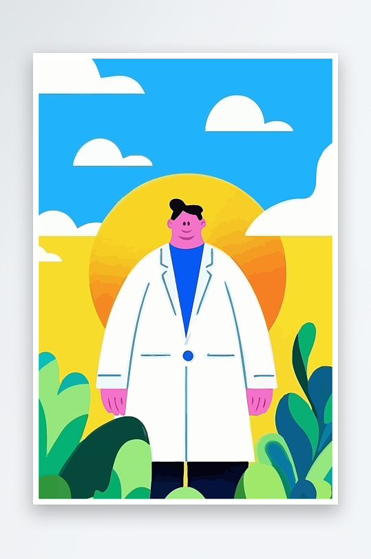 专家医生风景插画元素-众图网