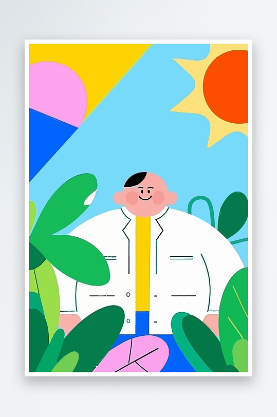 专家医生风景插画元素-众图网