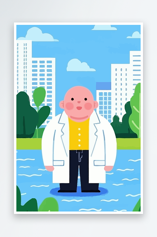 胖男孩风景矢量插画-众图网