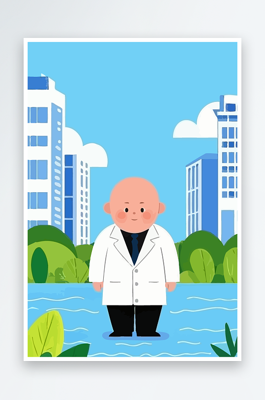 胖男孩风景矢量插画元素-众图网