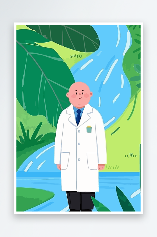 胖男孩风景矢量插画元素-众图网