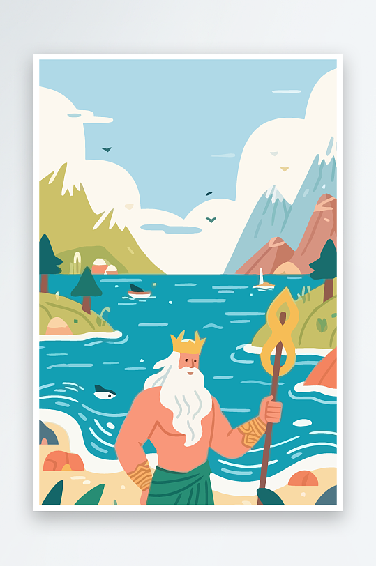 西方神话人物插画元素-众图网