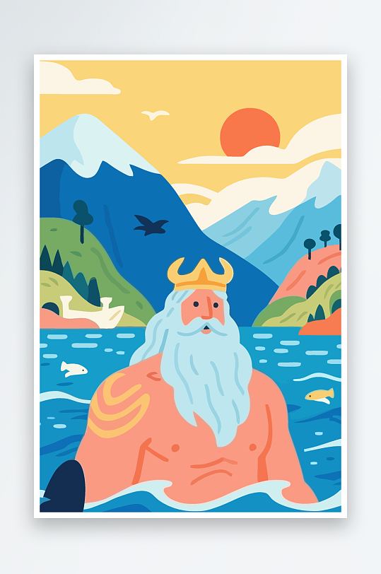 西方神话人物插画元素-众图网