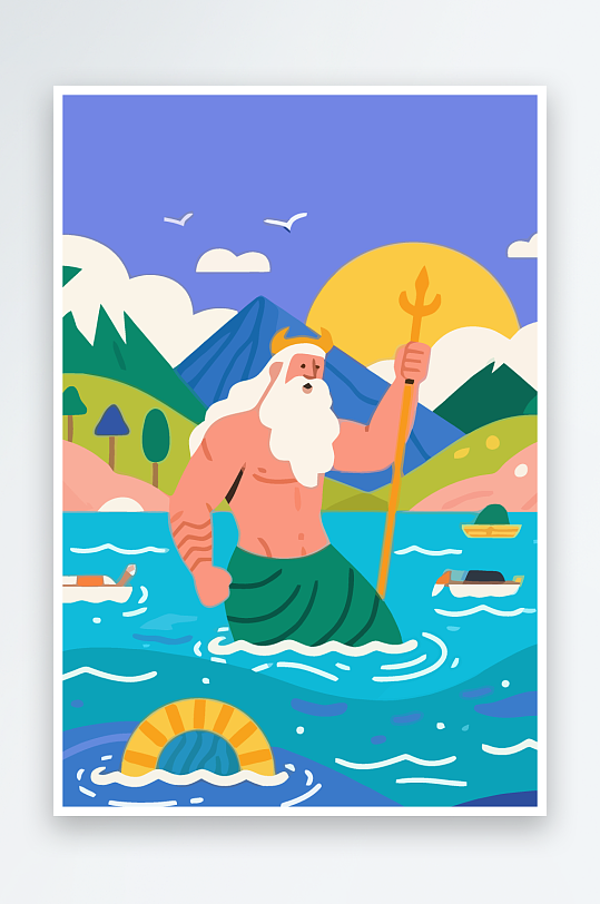 西方神话人物插画元素-众图网