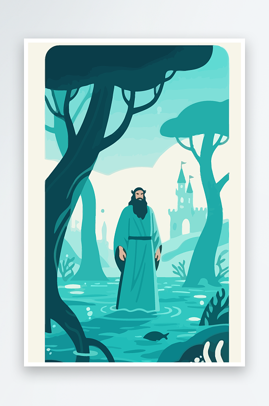 西方神话人物插画元素-众图网