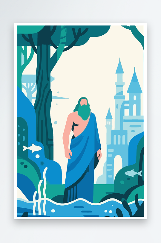 西方神话人物插画元素-众图网