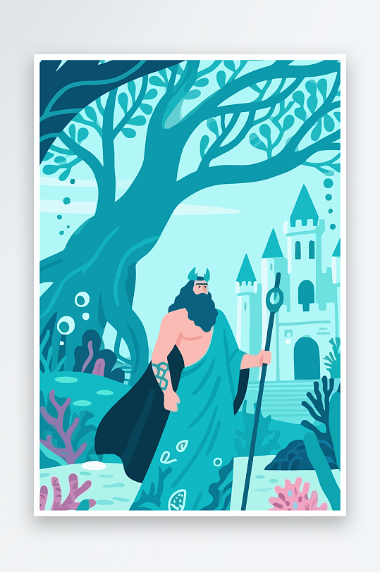 西方神话人物插画元素-众图网