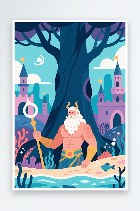 西方神话人物插画元素-众图网