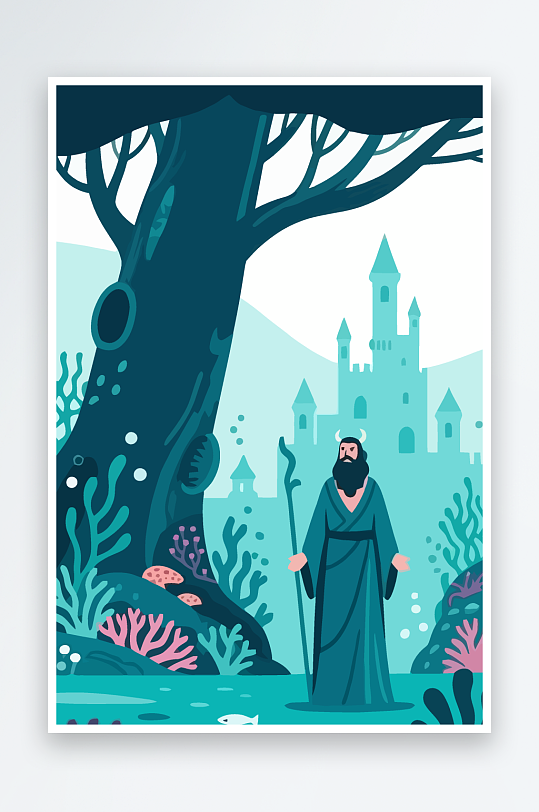 西方神话人物插画元素-众图网