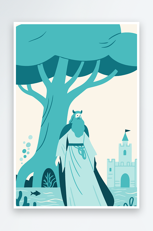 西方神话人物插画元素-众图网