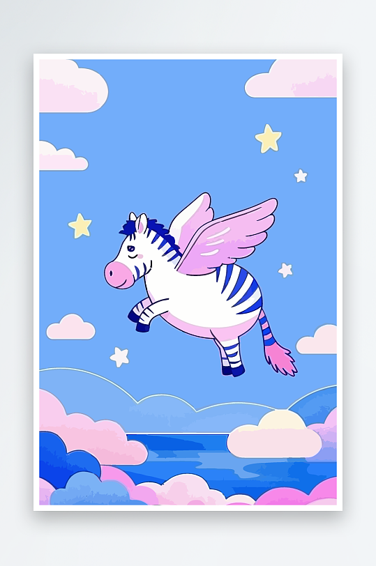 斑马风景矢量插画元素-众图网